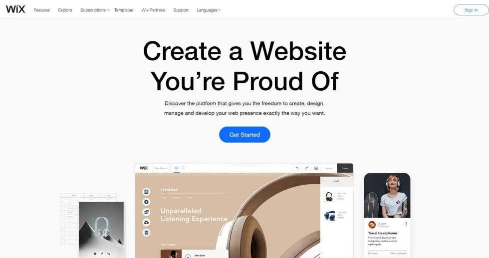 Top 15 Best Free blogging platform for beginners – Image 3 Free blogging platforms: Wix