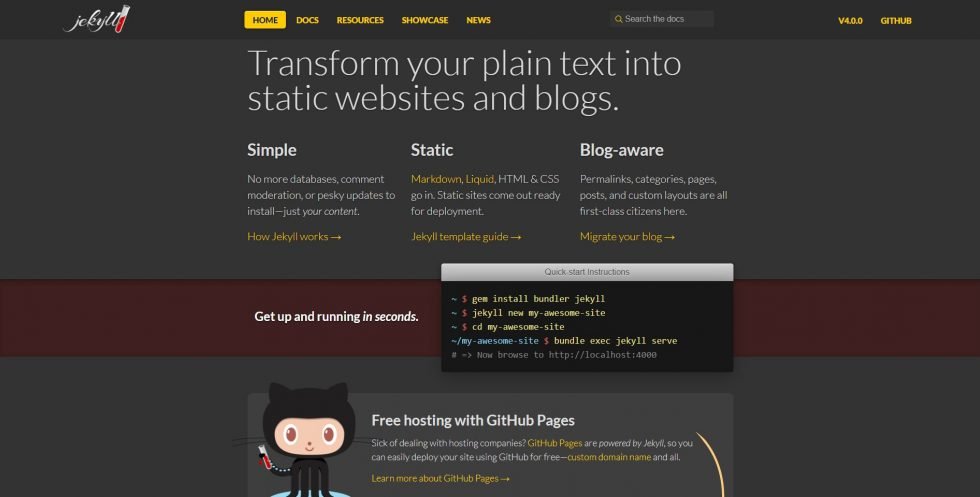 Free blogging platforms: Jekyll