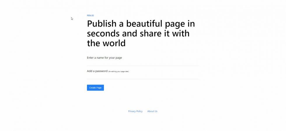 Pen.io screenshot says 'Publish a wonderful web page in seconds and share it with the world