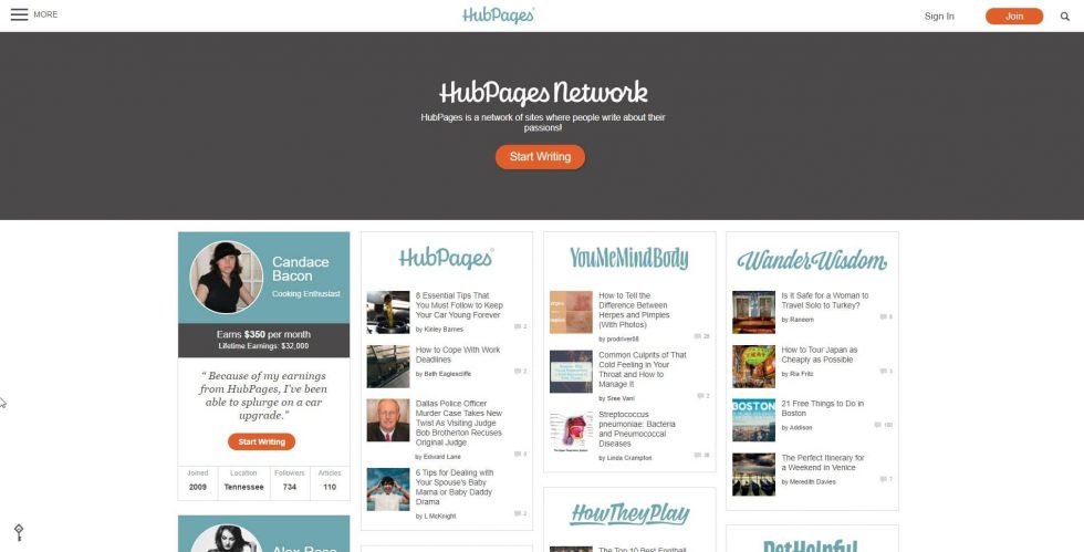 Free blogging platforms: Hubpages