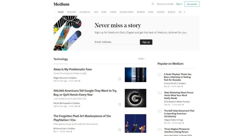 Free blogging platforms: Medium